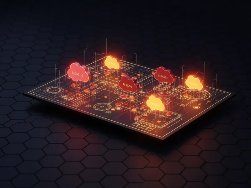 A technical diagram illustrating complex Salesforce architecture patterns and data flow connections.