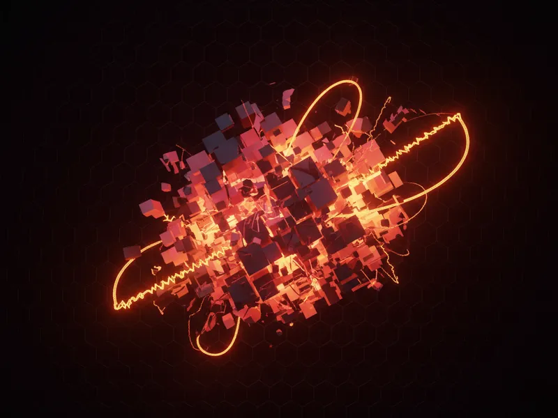Technical illustration showing misaligned 3D data blocks, representing Agentforce adoption blockers due to data issues.