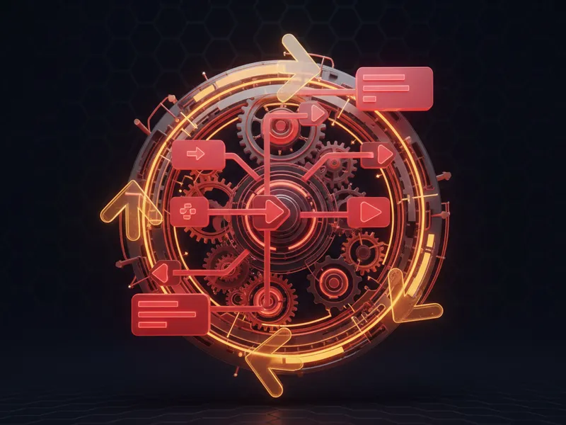 A 3D rendering illustrating a Salesforce Scheduled Flow icon processing a large batch of records efficiently.