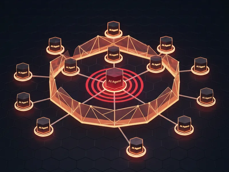 A 3D rendering illustrating Agentforce governance frameworks mitigating potential AI incident risks.