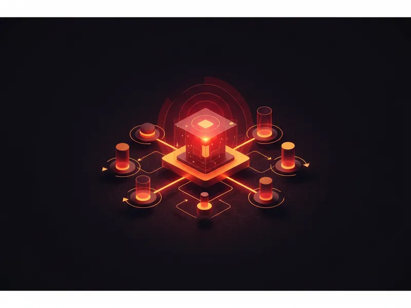 A digital representation of an Axios security breach vulnerability in a software supply chain.