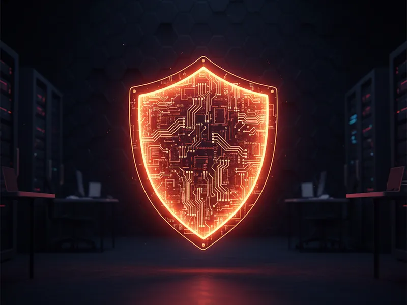 A 3D rendered digital shield representing Salesforce security principles for architects and developers