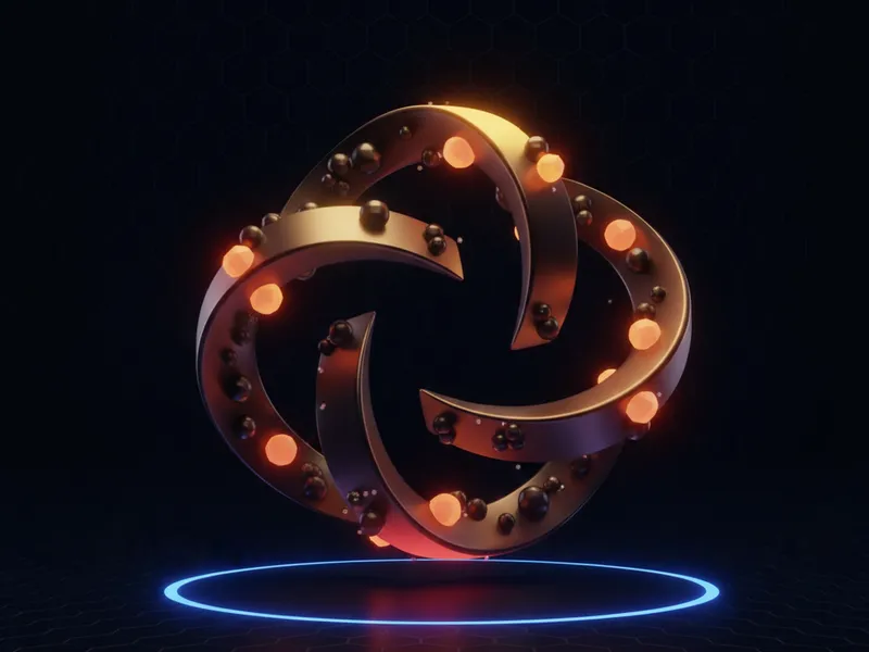 A 3D visualization representing a Salesforce Surveys feedback loop integrated into a digital architecture.