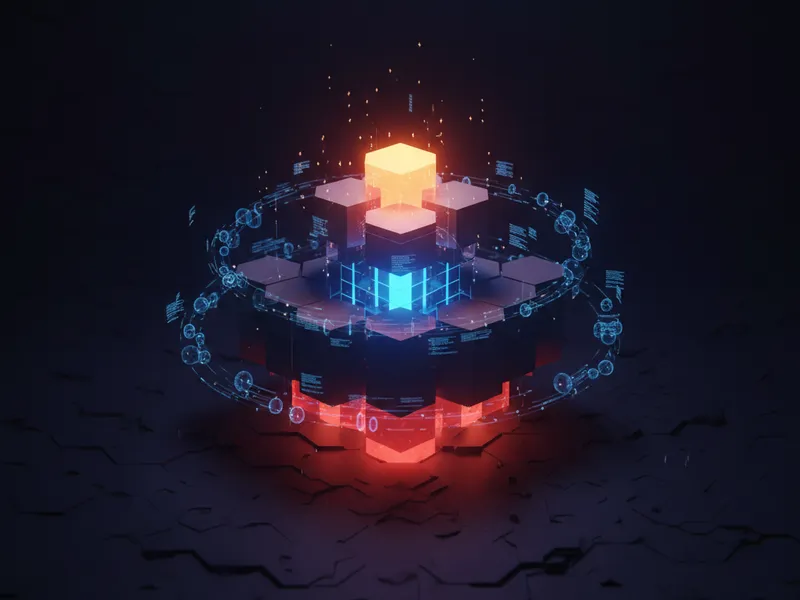 A 3D render of modular components forming a Data 360 2GP managed package structure.