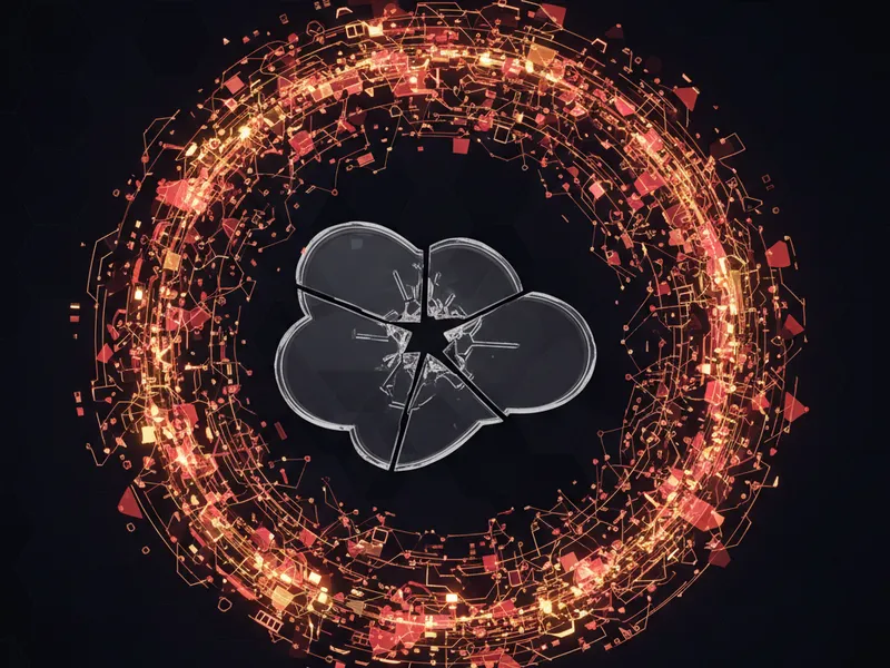 A 3D graphic showing the architecture of screen flow business logic in a Salesforce environment.