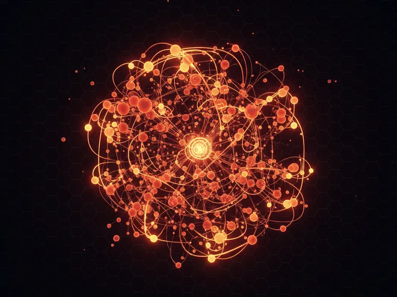 A network of interconnected 3D AI agents facilitating complex data workflows and automation.