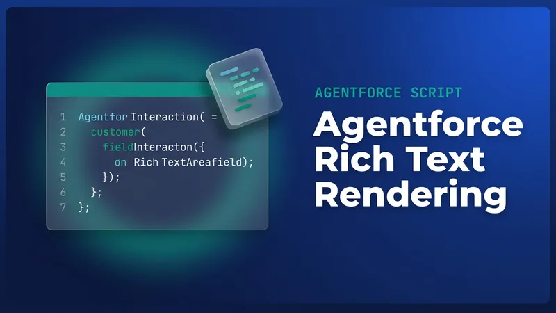 A glowing 3D cube with circuit patterns, representing Agentforce Script rendering Rich Text Area data.