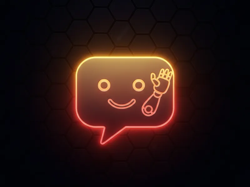 A friendly, glowing 3D robot head symbolizing the Agentforce welcome message for AI chatbots.