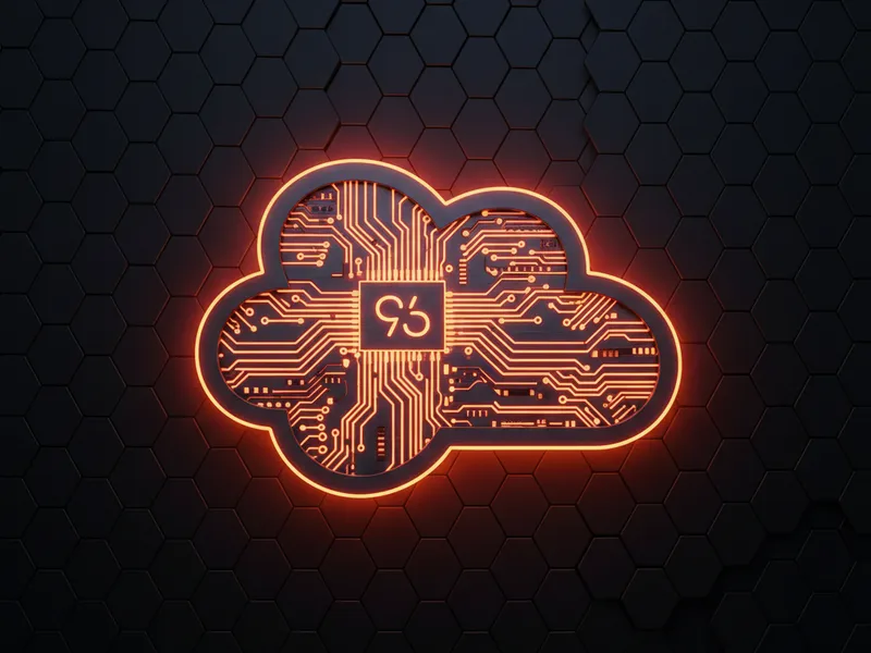 Salesforce Agentforce logo intertwined with a glowing circuit board, representing AI governance and approval.