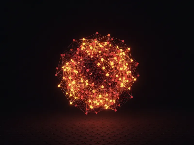 Abstract 3D visualization of clean, interconnected data nodes representing optimal Salesforce data quality for AI.