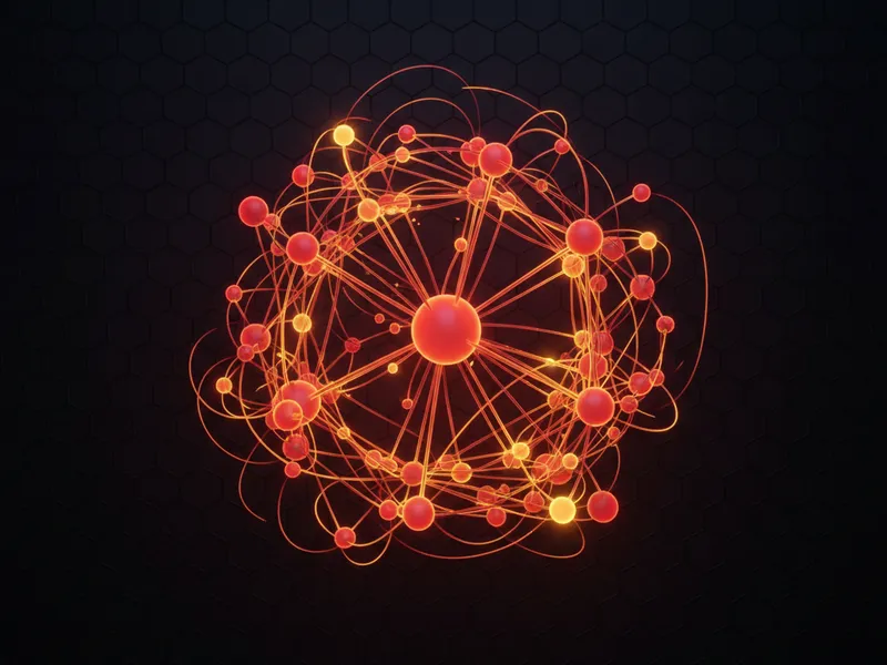 3D neural network visualizing Salesforce AI agent framework for complex decision-making