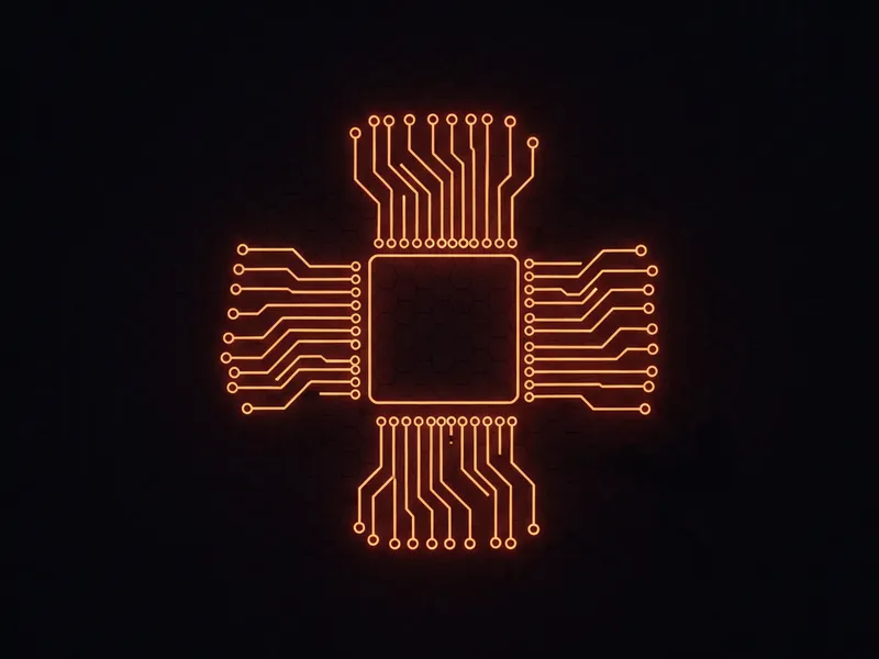 3D rendered blueprint of a simple circuit board, illustrating straightforward agentforce use cases.