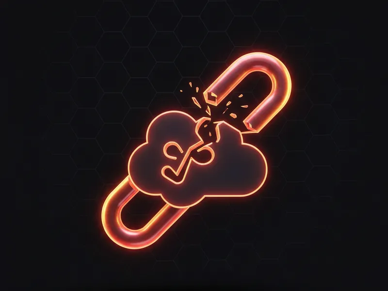A 3D rendered icon of a broken chain link connecting to a Salesforce logo, symbolizing a compromised integration.