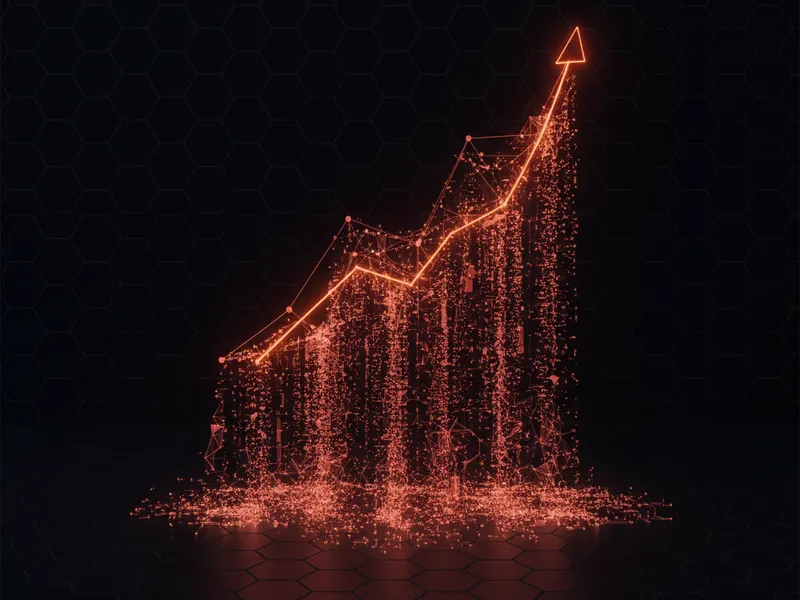 3D render of code quality metrics showing a healthy graph, illustrating Salesforce code quality.