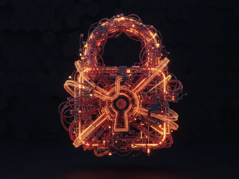 3D model of a complex digital lock representing the Salesforce permissions u-turn.