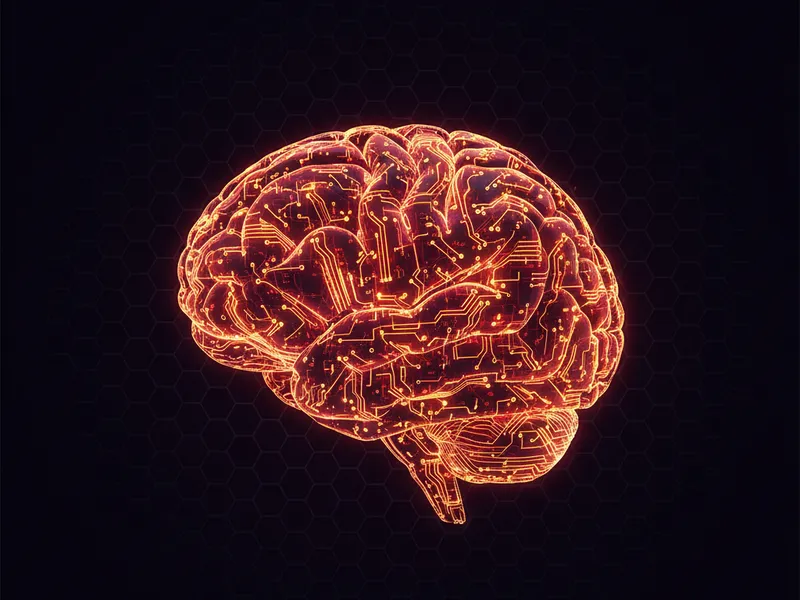 A 3D rendered brain with glowing circuit pathways, representing Salesforce architect capacity.