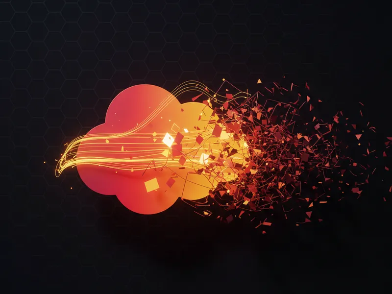 3D visualization of clean data streams entering a Salesforce cloud, highlighting a robust Salesforce AI strategy.