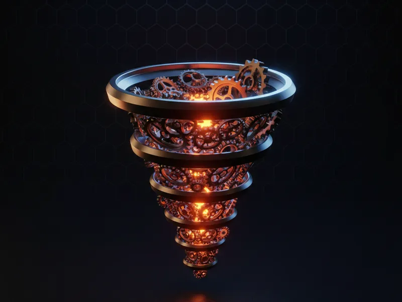 3D gears representing Salesforce Winter '27 Marketing updates and integration.