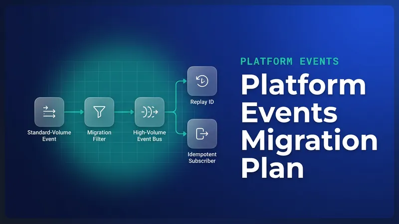 Integration architect mapping the standard-volume platform events retirement and high-volume migration on a whiteboard