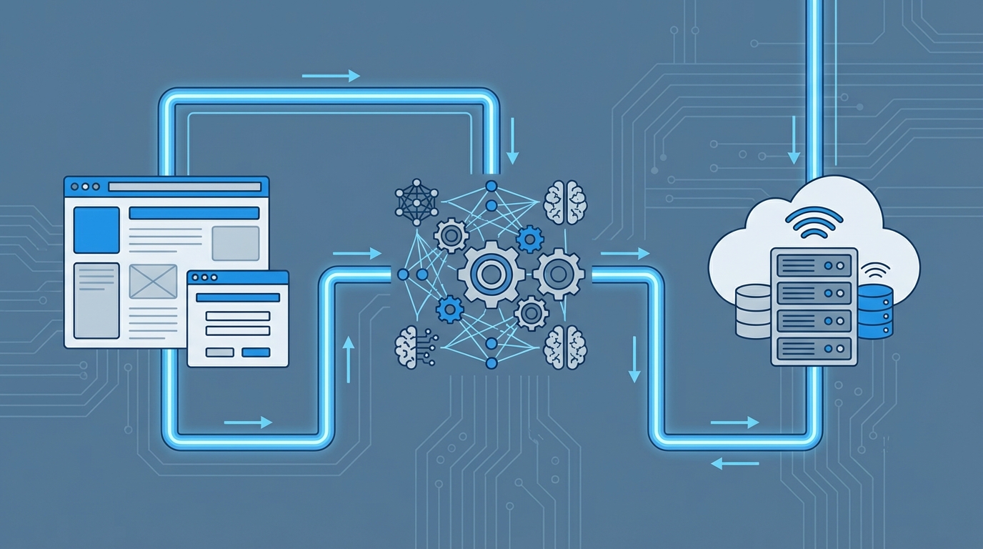A technical architecture diagram showing the integration of Experience Cloud, Einstein AI, and Service Cloud infrastructure.