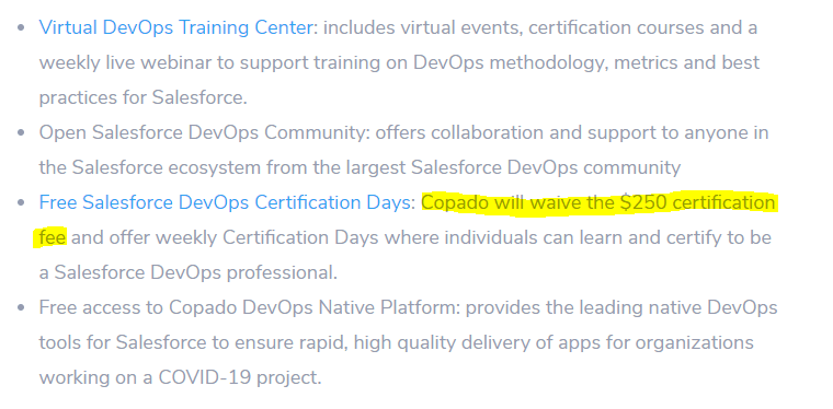 Copado offering certifications worth $250 for free » SFDC Developers