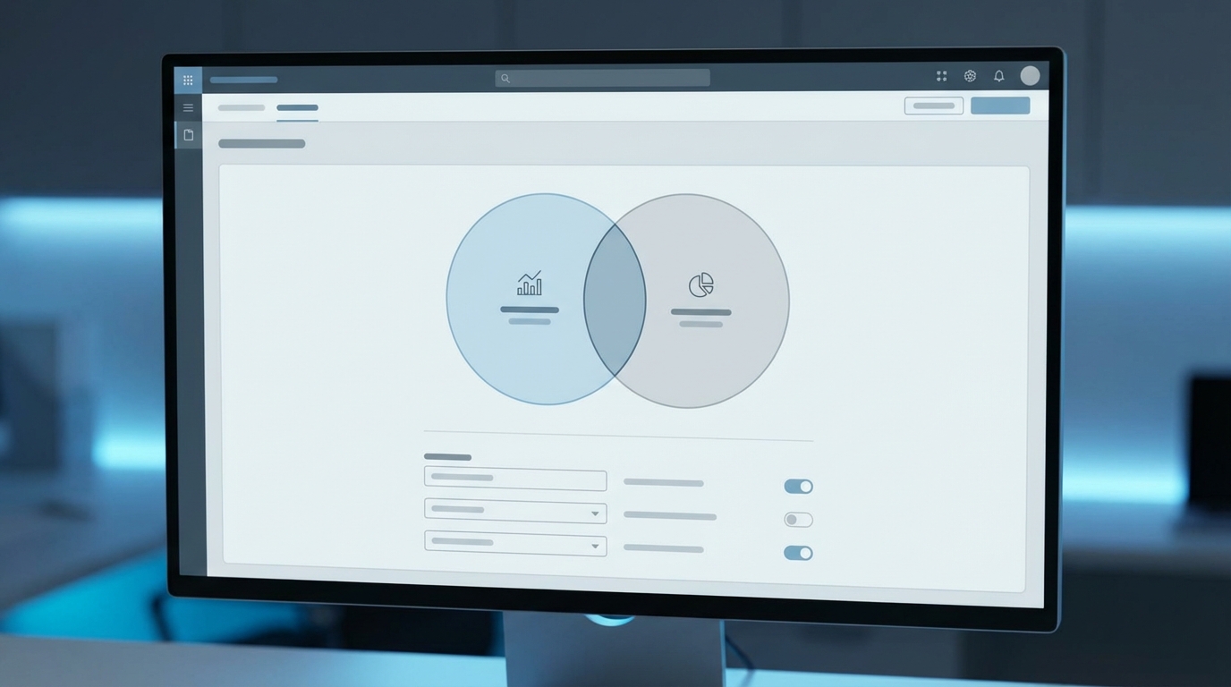 A realistic diagram of a software interface showing the configuration of a 'with or without' relationship between two data objects in a report builder.