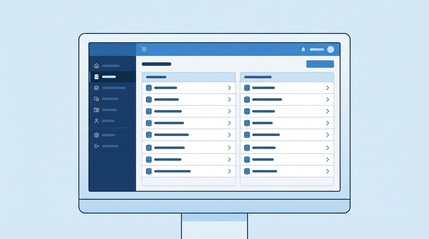 A professional UI mockup of a cloud software configuration page for selecting data objects for synchronization.