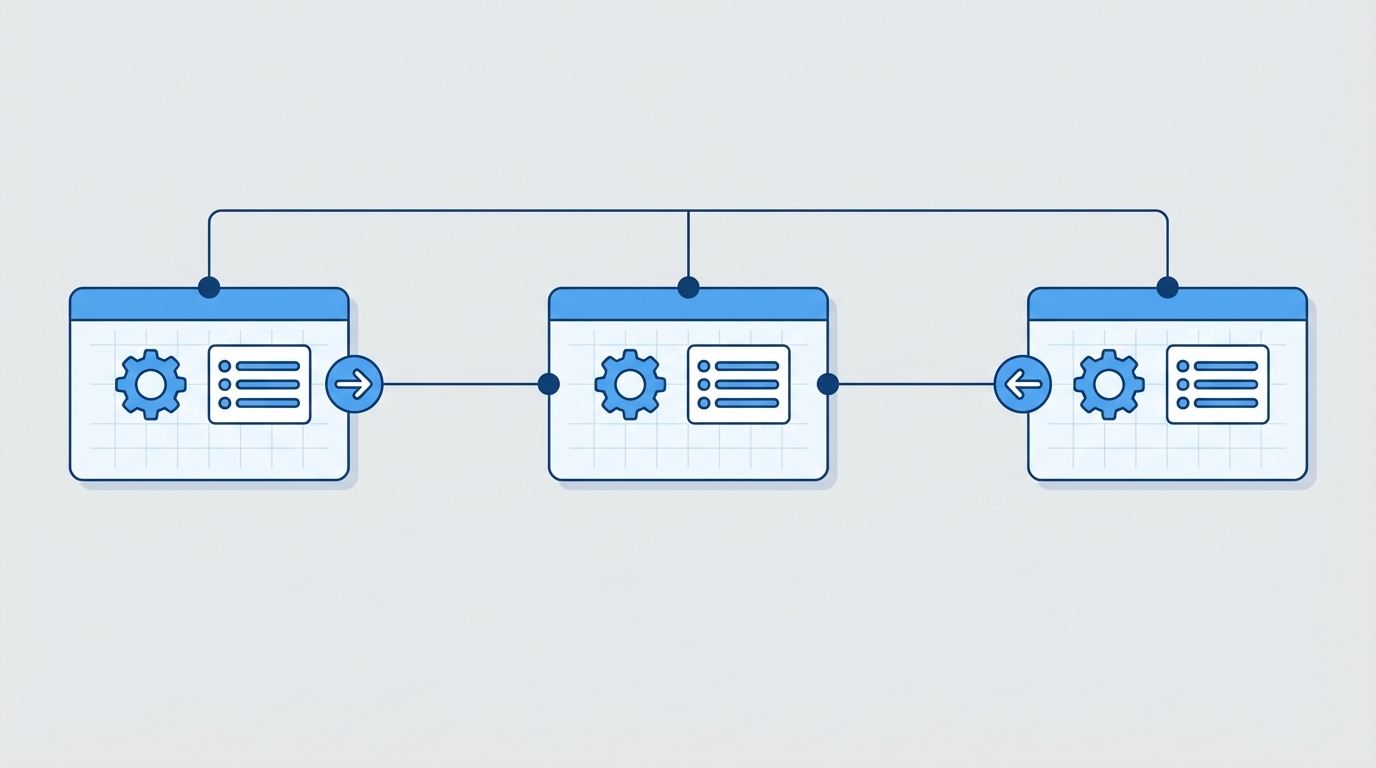 A technical schema diagram illustrating a many-to-many relationship using a central junction object connected to two parent objects.