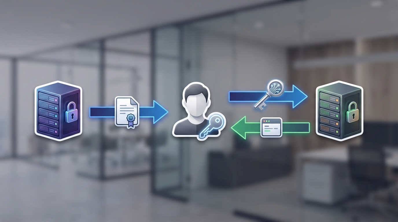 A professional technical architecture diagram illustrating the flow of identity and access tokens between a user and a cloud server.